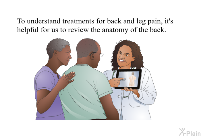 To understand treatments for back and leg pain, it's helpful for us to review the anatomy of the back.