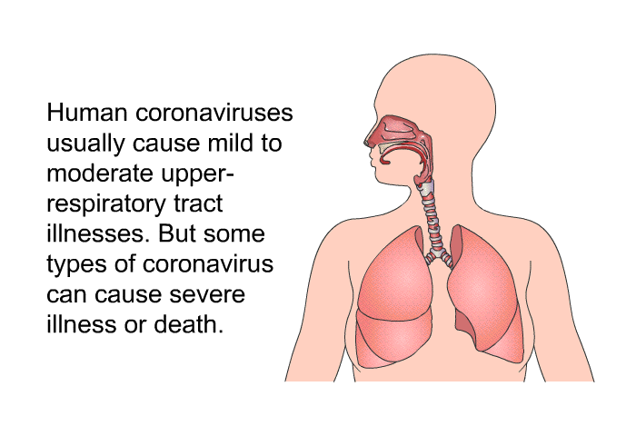 Human coronaviruses usually cause mild to moderate upper-respiratory tract illnesses. But some types of coronavirus can cause severe illness or death.