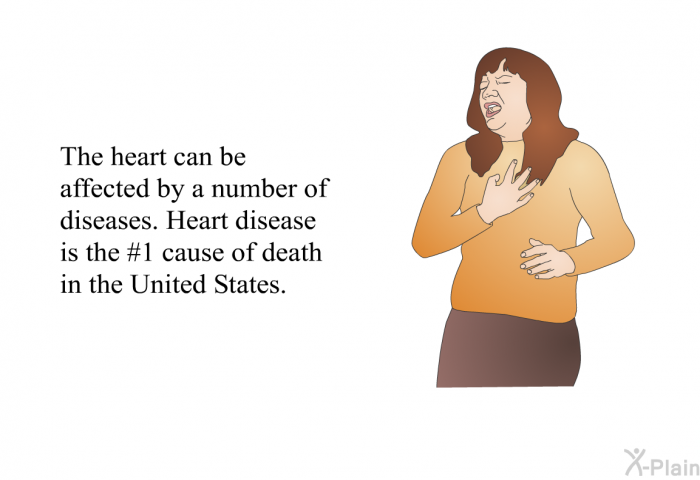 The heart can be affected by a number of diseases. Heart disease is the #1 cause of death in the United States.