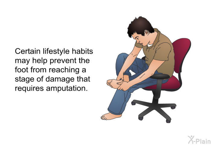 Certain lifestyle habits may help prevent the foot from reaching a stage of damage that requires amputation.
