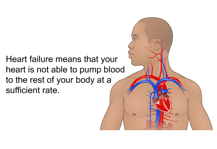 Heart failure means that your heart is not able to pump blood to the rest of your body at a sufficient rate.