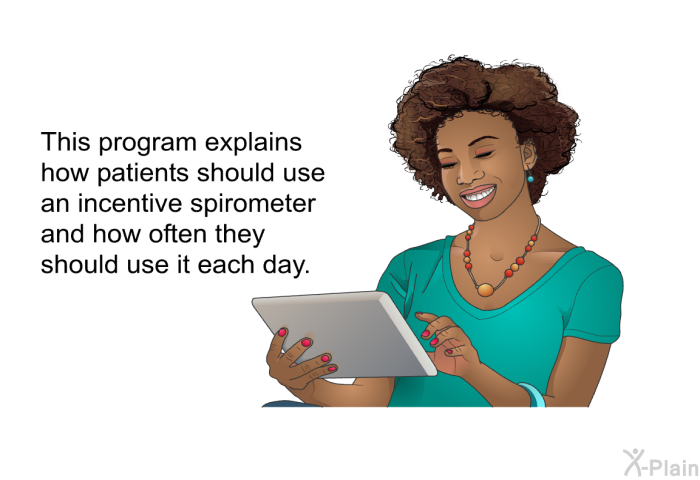 This health information explains how patients should use an incentive spirometer and how often they should use it each day.