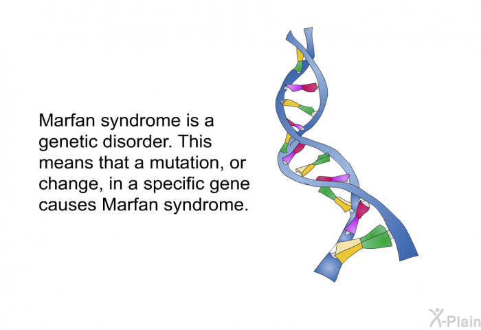 Marfan syndrome is a genetic disorder. This means that a mutation, or change, in a specific gene causes Marfan syndrome.