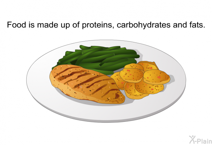 Food is made up of proteins, carbohydrates and fats.