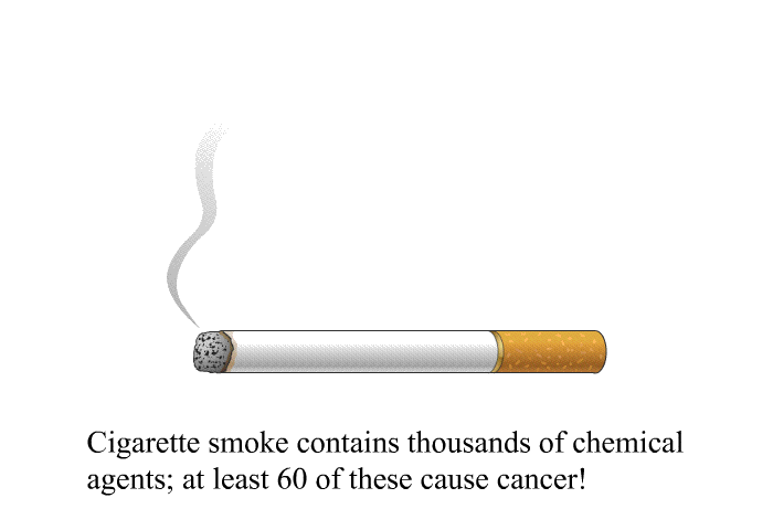 Cigarette smoke contains thousands of chemical agents; at least 60 of these cause cancer!