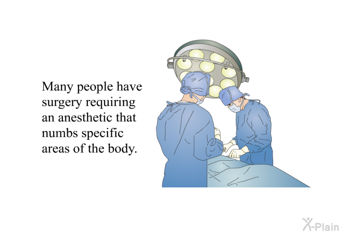Many people have surgery requiring an anesthetic that numbs specific areas of the body.