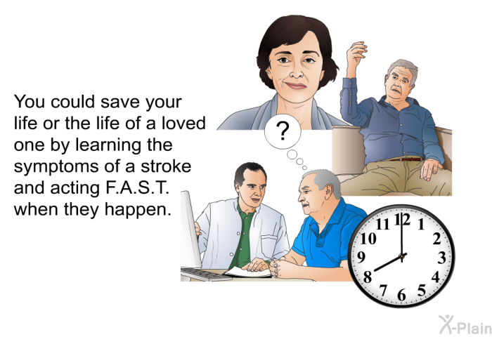 You could save your life or the life of a loved one by learning the symptoms of a stroke and acting F.A.S.T. when they happen.