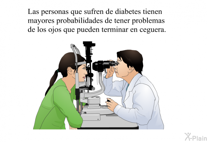 Las personas que sufren de diabetes tienen mayores probabilidades de tener problemas de los ojos que pueden terminar en ceguera.